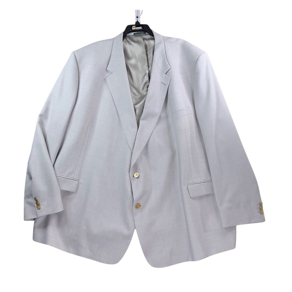 Unbranded Blazer Mens 66PL Beige Excellent Wool Blend Gold Button Portly Long